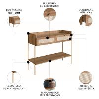 Aparador Para Sala 2 Gavetas Pé Metal Arlo A10 Hanover/dourado - Mpozenato - 3