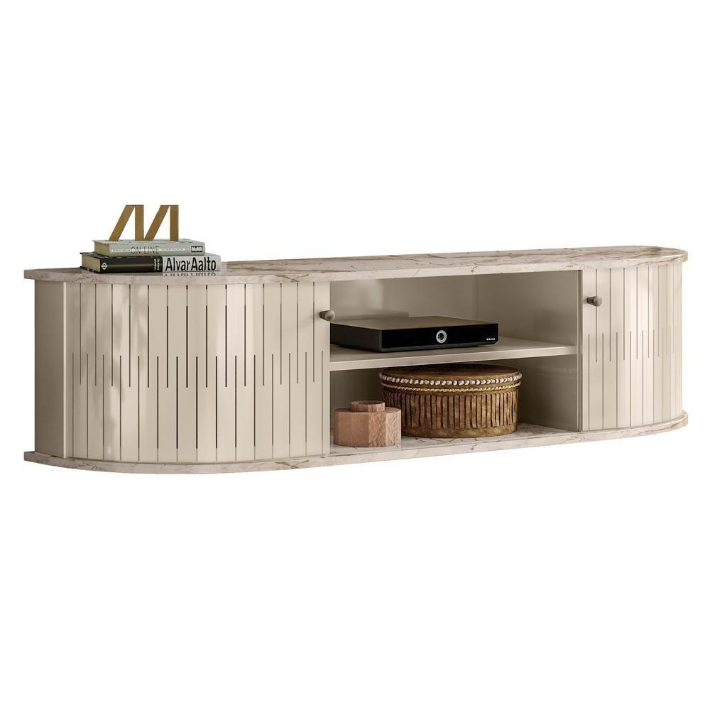 Rack Bancada Para Tv 60 Pol Suspenso 136cm Helena M01 Calacata/off White - Mpozenato - 1