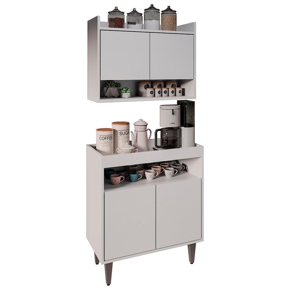 Armário Aéreo Ceci E Balcão Aparador Buffet Lice M24 Branco - Mpozenato - 1