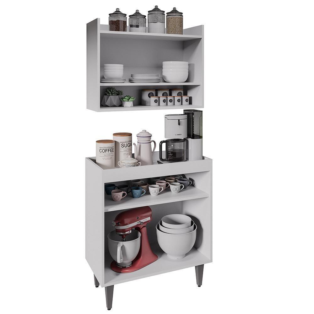 Armário Aéreo Ceci E Balcão Aparador Buffet Lice M24 Branco - Mpozenato - 5