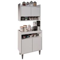 Armário Aéreo Ceci E Balcão Aparador Buffet Lice M24 Branco - Mpozenato - 1