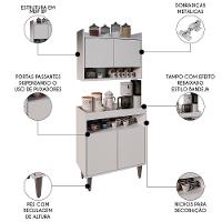 Armário Aéreo Ceci E Balcão Aparador Buffet Lice M24 Branco - Mpozenato - 3