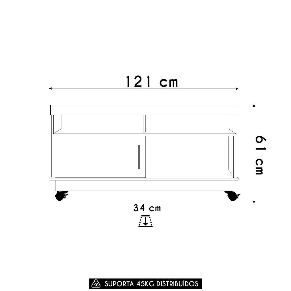 Rack Bancada De Tv 50 Pol 121cm Rute Z10 Off/cinamomo - Mpozenato - 4