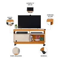 Rack Bancada De Tv 50 Pol 121cm Rute Z10 Off/cinamomo - Mpozenato - 3