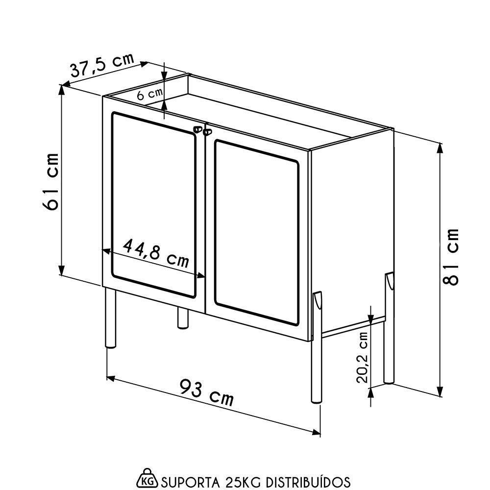 Balcão Aparador Buffet Cantinho Do Café Pés Madeira Arlo A10 Nero/preto - Mpozenato - 4