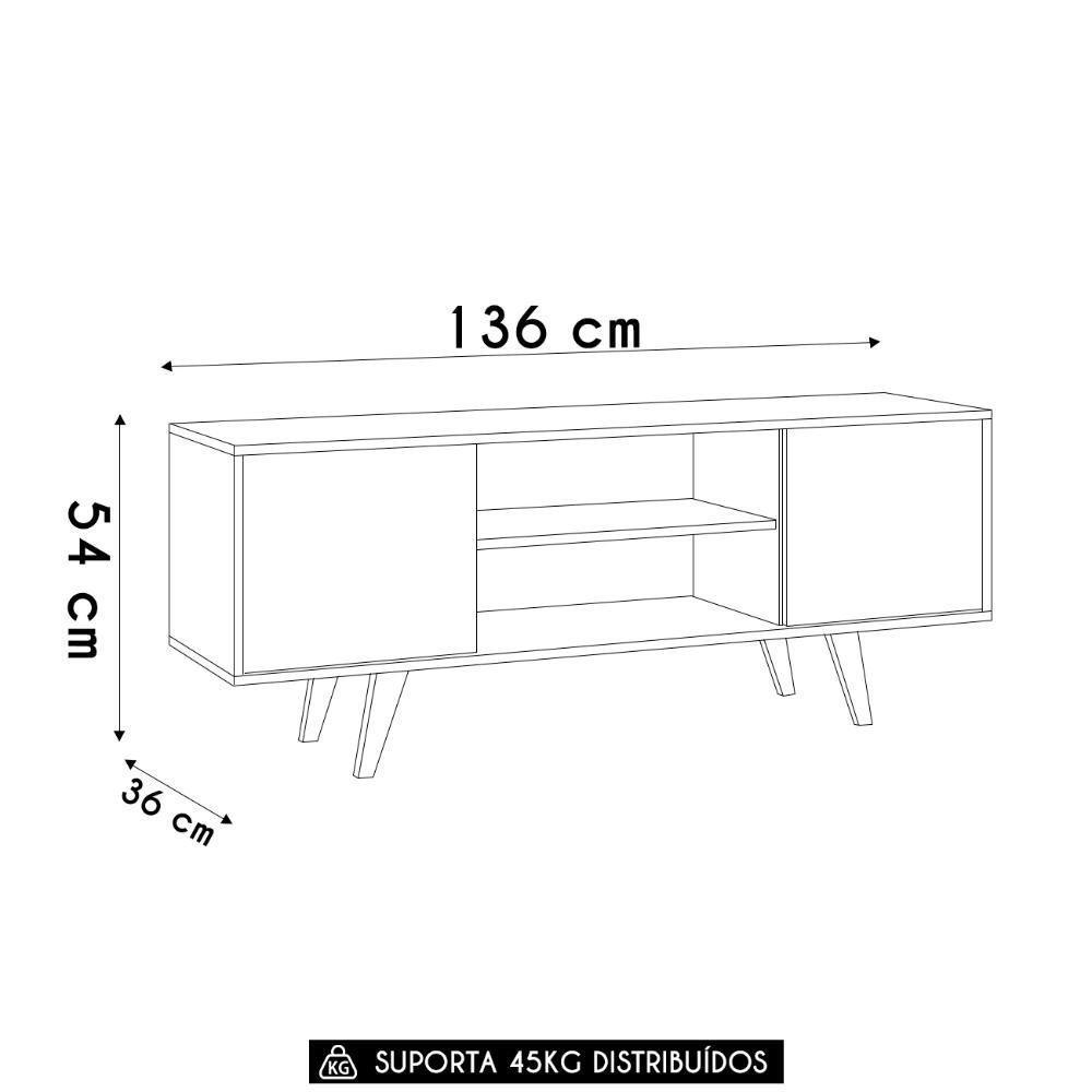 Rack Bancada De Tv 50 Pol 136cm Espain Z10 Off/cinamomo - Mpozenato - 7