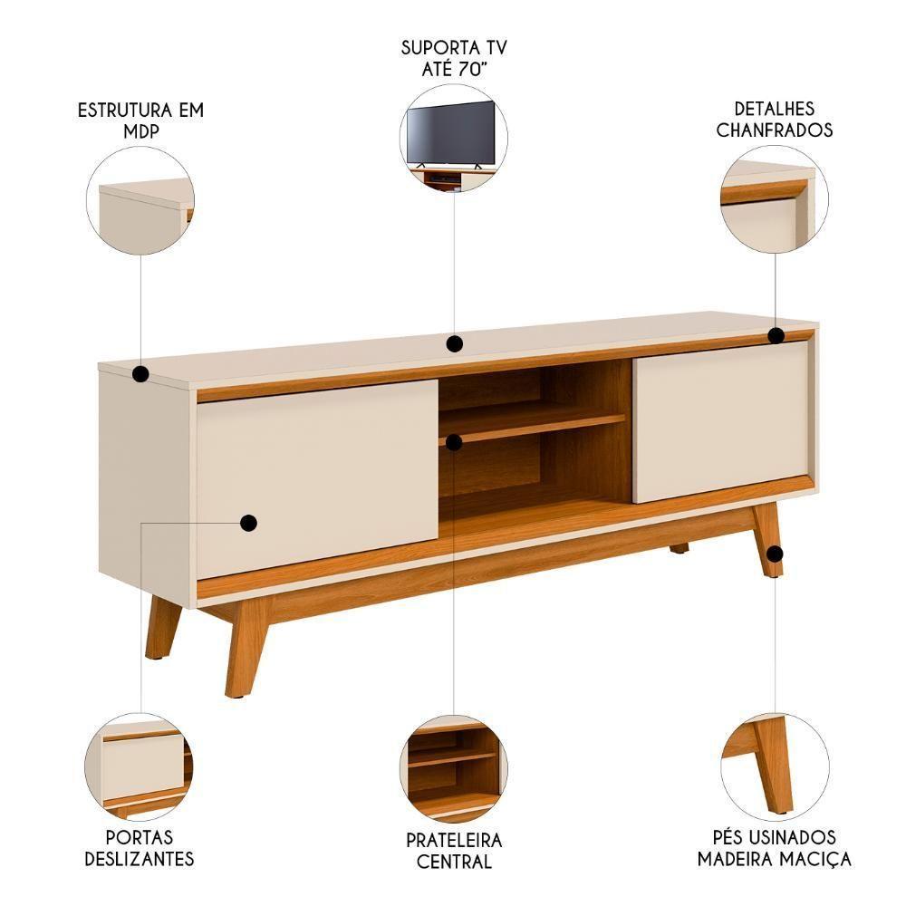 Rack Bancada De Tv 70 Pol 164cm Gaia Z10 Off/cinamomo - Mpozenato - 3