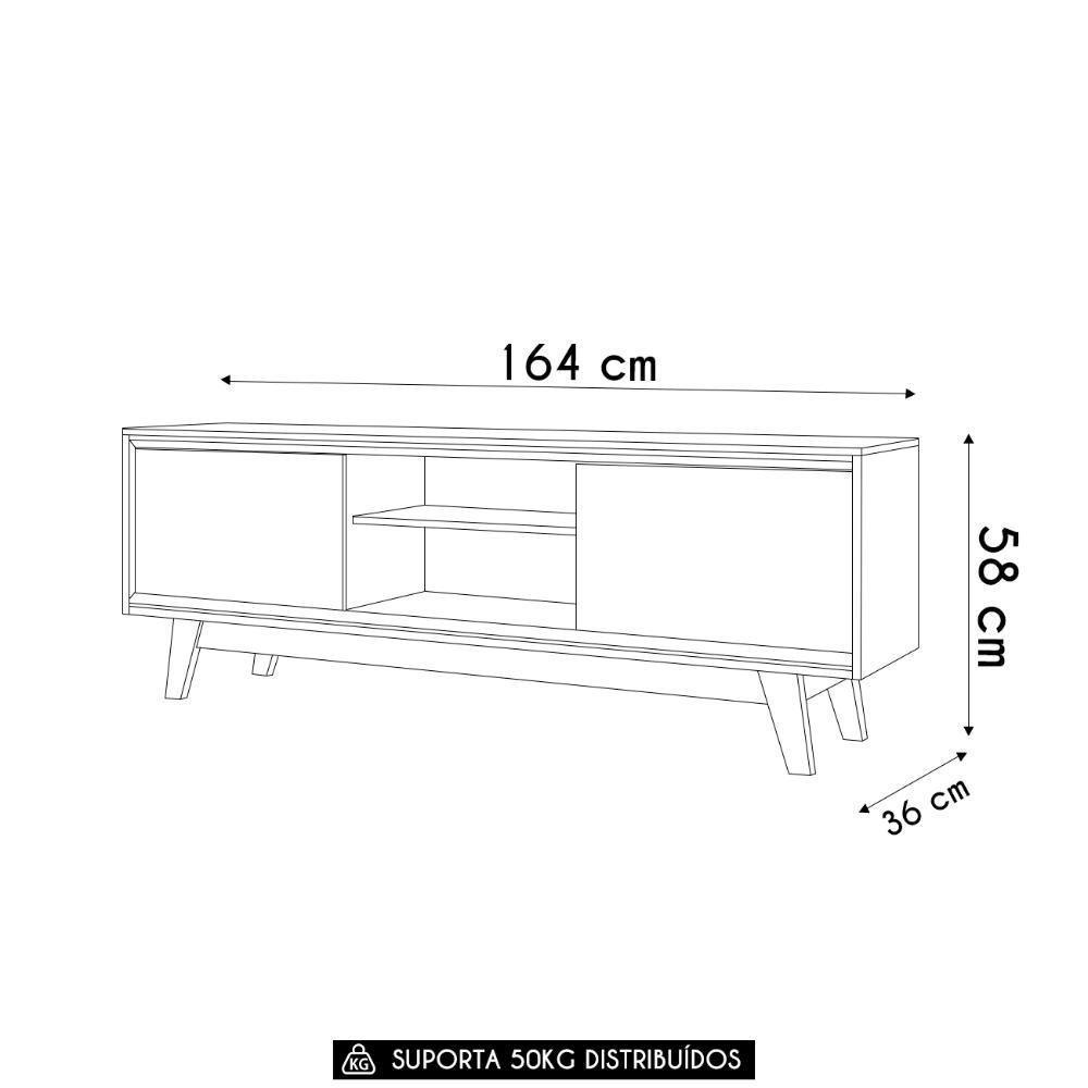 Rack Bancada De Tv 70 Pol 164cm Gaia Z10 Off/cinamomo - Mpozenato - 4