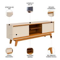 Rack Bancada De Tv 70 Pol 164cm Gaia Z10 Off/cinamomo - Mpozenato - 3