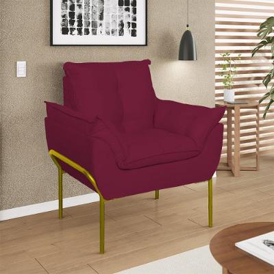 Poltrona Decorativa Luxo Recepção Clínica Estética Dourado Marsala
