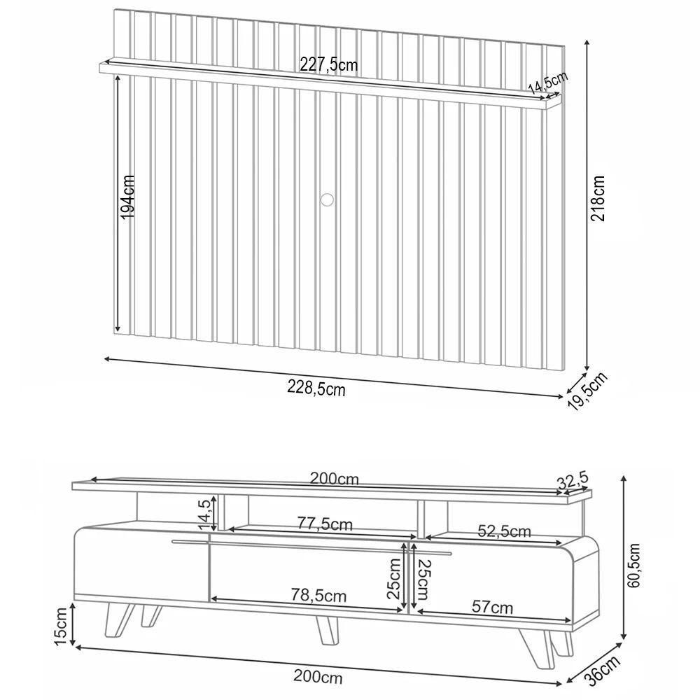 Painel Para Tv 70 Pol Ripado 2.2 E Rack Bancada Amago H01 Off White/cinamomo - Mpozenato - 7