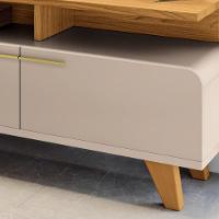 Painel Para Tv 70 Pol Ripado 2.2 E Rack Bancada Amago H01 Off White/cinamomo - Mpozenato - 2