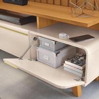 Painel Para Tv 70 Pol Ripado 2.2 E Rack Bancada Amago H01 Off White/cinamomo - Mpozenato