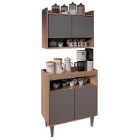 Armário Aéreo Ceci E Balcão Aparador Buffet Lice M24 Freijó/grafite - Mpozenato - 1