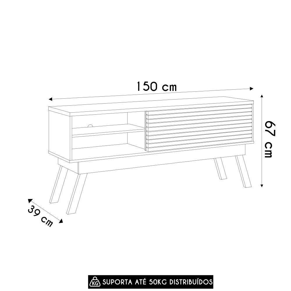 Rack Bancada De Tv 65 Pol 150cm Keli Z10 Off/cinamomo - Mpozenato - 4