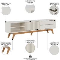 Painel Para Tv 75 Pol Chile E Rack Bancada Itália C05 Off White Matte/freijó - Mpozenato - 5
