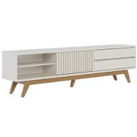 Painel Para Tv 75 Pol Chile E Rack Bancada Itália C05 Off White Matte/freijó - Mpozenato - 8