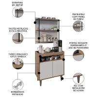 Aparador Cantinho Do Café E Painel 3 Prateleiras Flora M24 Freijó/branco - Mpozenato - 3