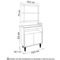 Aparador Cantinho Do Café E Painel 3 Prateleiras Flora M24 Freijó/branco - Mpozenato