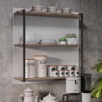 Aparador Cantinho Do Café E Painel 3 Prateleiras Flora M24 Freijó/branco - Mpozenato - 5