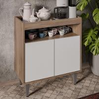 Aparador Cantinho Do Café E Painel 3 Prateleiras Flora M24 Freijó/branco - Mpozenato - 6