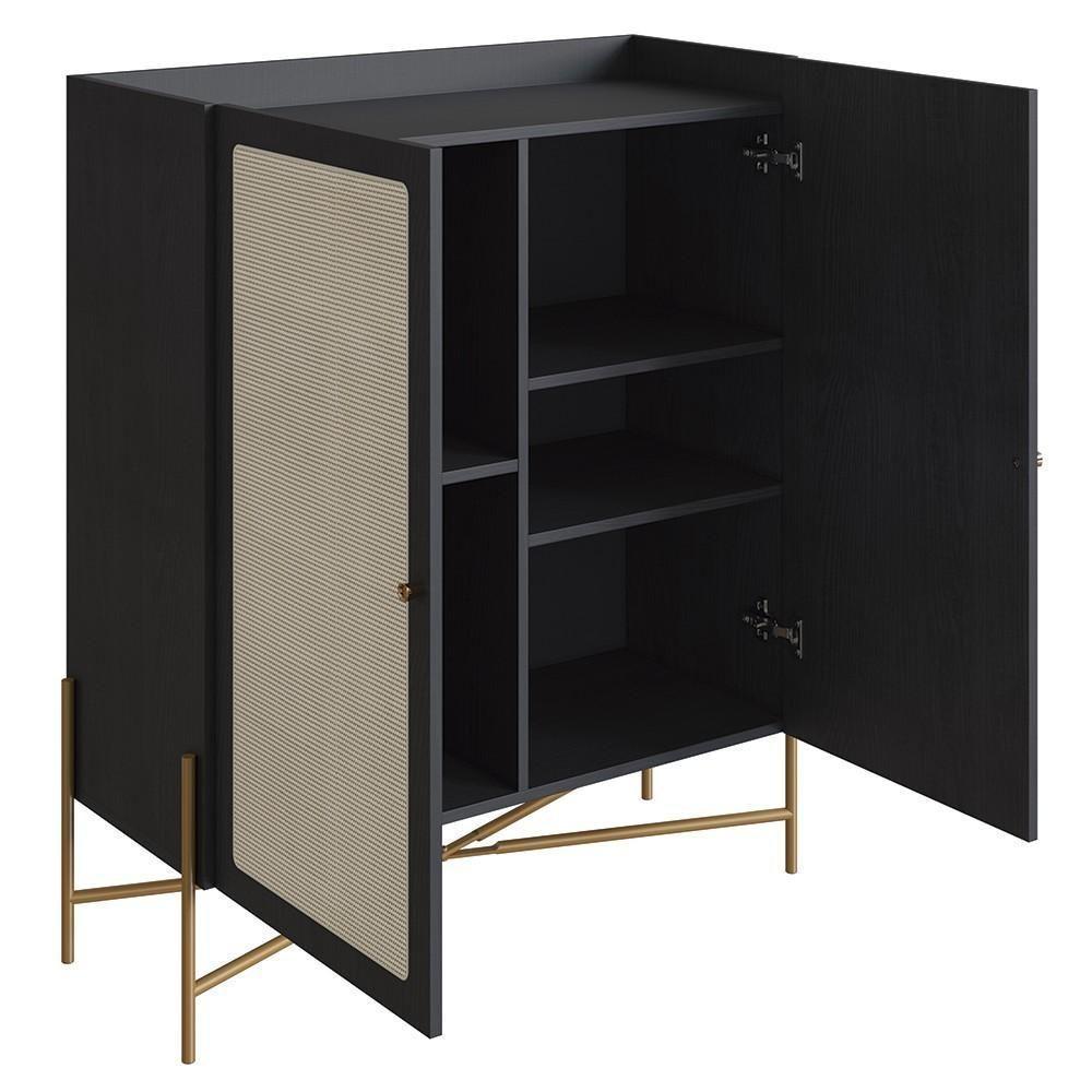 Armário Aparador Bar 2 Portas Pé Metal Arlo A10 Nero/dourado - Mpozenato - 5