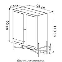 Armário Aparador Bar 2 Portas Pé Metal Arlo A10 Nero/dourado - Mpozenato