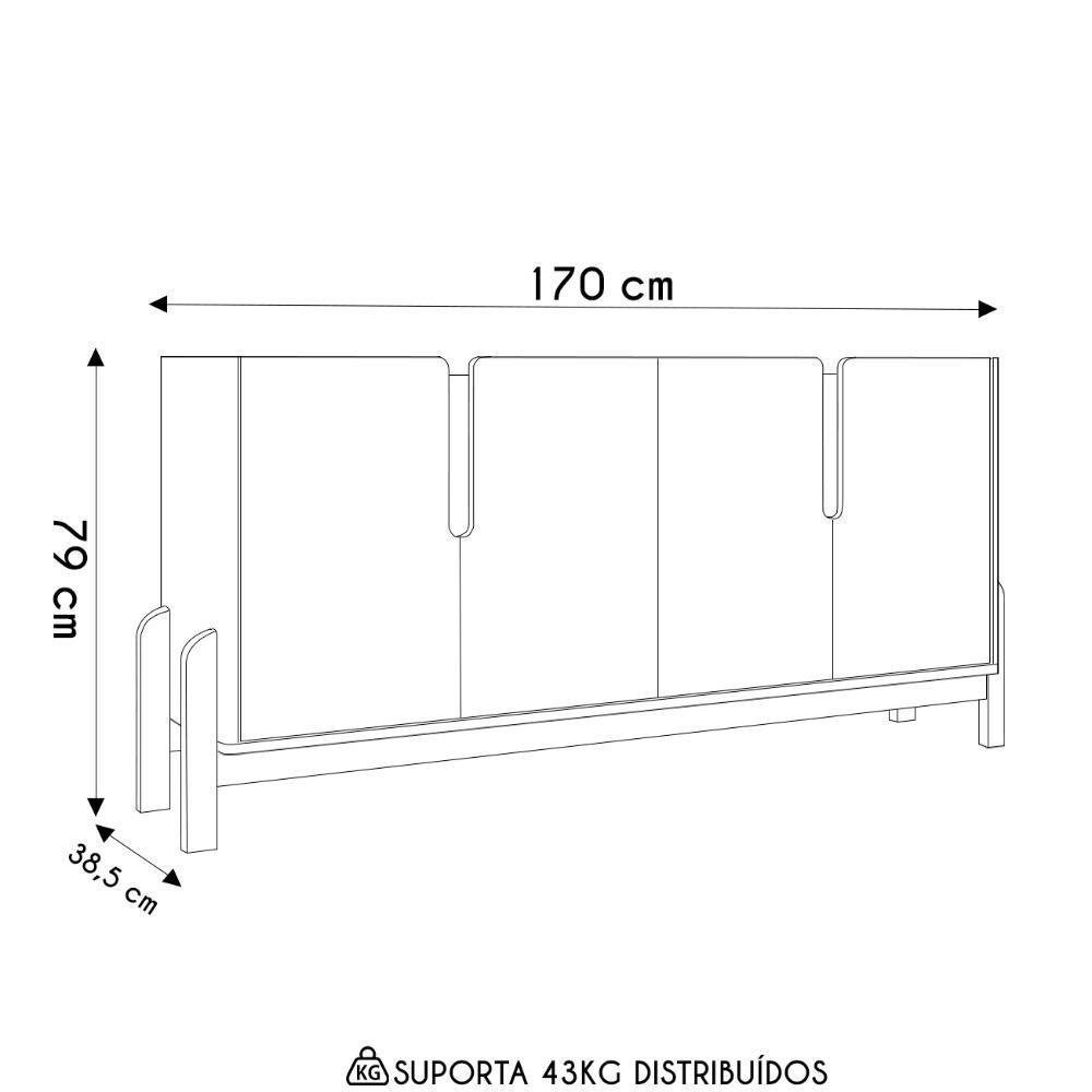 Buffet Aparador 4 Portas Sala De Jantar Nay C14 Branco/cedro - Mpozenato - 4