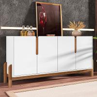 Buffet Aparador 4 Portas Sala De Jantar Nay C14 Branco/cedro - Mpozenato - 2