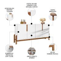 Buffet Aparador 4 Portas Sala De Jantar Nay C14 Branco/cedro - Mpozenato - 3