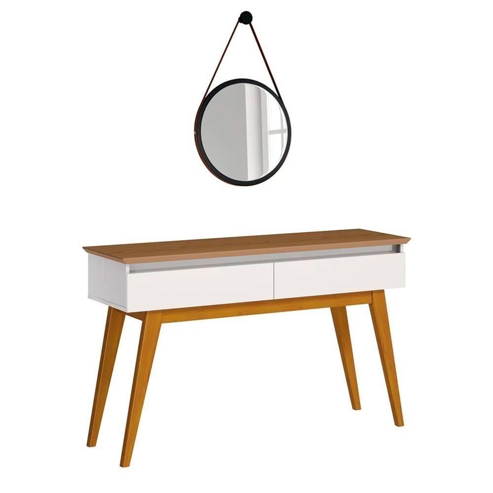 Aparador Classic Com Espelho Adnet 67cm Hi01 Off White/freijó - Mpozenato - 1