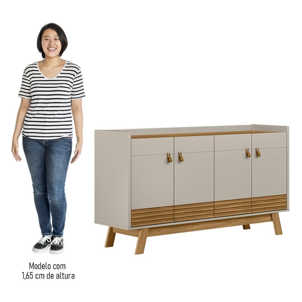 Buffet Aparador Para Sala 4 Portas Luzzo L06 Nature/off White - Mpozenato - 5