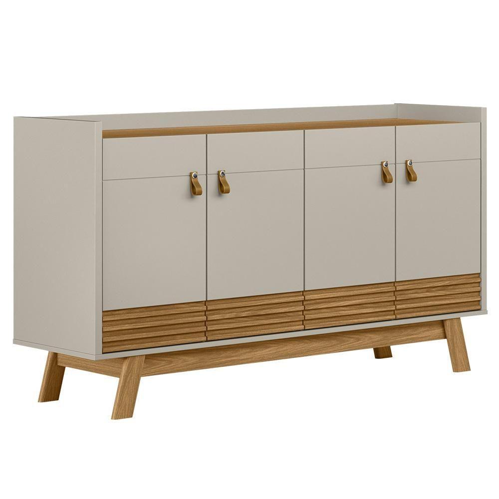 Buffet Aparador Para Sala 4 Portas Luzzo L06 Nature/off White - Mpozenato - 9
