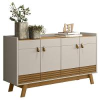 Buffet Aparador Para Sala 4 Portas Luzzo L06 Nature/off White - Mpozenato - 1