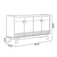Buffet Aparador Para Sala 4 Portas Luzzo L06 Nature/off White - Mpozenato