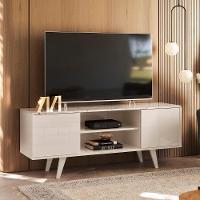 Rack Bancada De Tv 50 Pol 136cm Espain Z10 Off/calacata - Mpozenato - 2