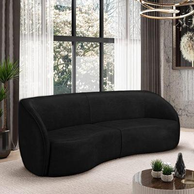 Sofá Decorativo Sala De Estar Bipartido 240cm Clarke Pu Preto Manchado G45 - Gran Belo