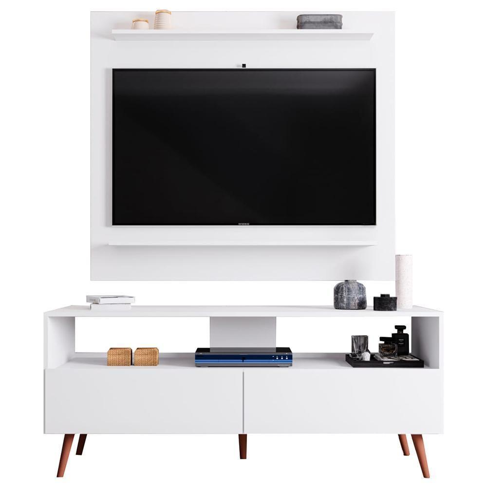Painel Para Tv 50 Pol Senna E Rack Bancada 136cm Versa M24 Branco - Mpozenato - 5