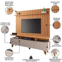 Painel Para Tv 70 Pol Ripado 2.0 E Rack Bancada Amago H01 Off White/cinamomo - Mpozenato - 3