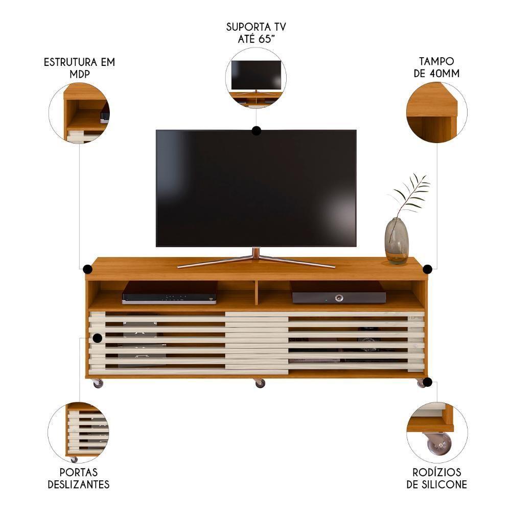 Rack Bancada De Tv 65 Pol 182cm Tery Z10 Off White/cinamomo - Mpozenato - 3