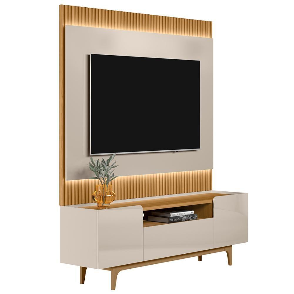 Painel Para Tv 70 Pol Real E Rack Bancada Safira L06 Tauari/off White - Mpozenato - 1