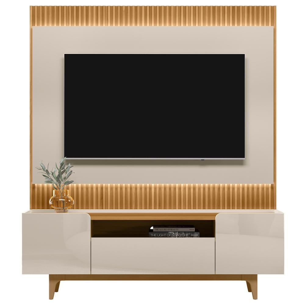 Painel Para Tv 70 Pol Real E Rack Bancada Safira L06 Tauari/off White - Mpozenato - 5