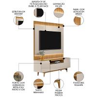 Painel Para Tv 70 Pol Real E Rack Bancada Safira L06 Tauari/off White - Mpozenato - 7