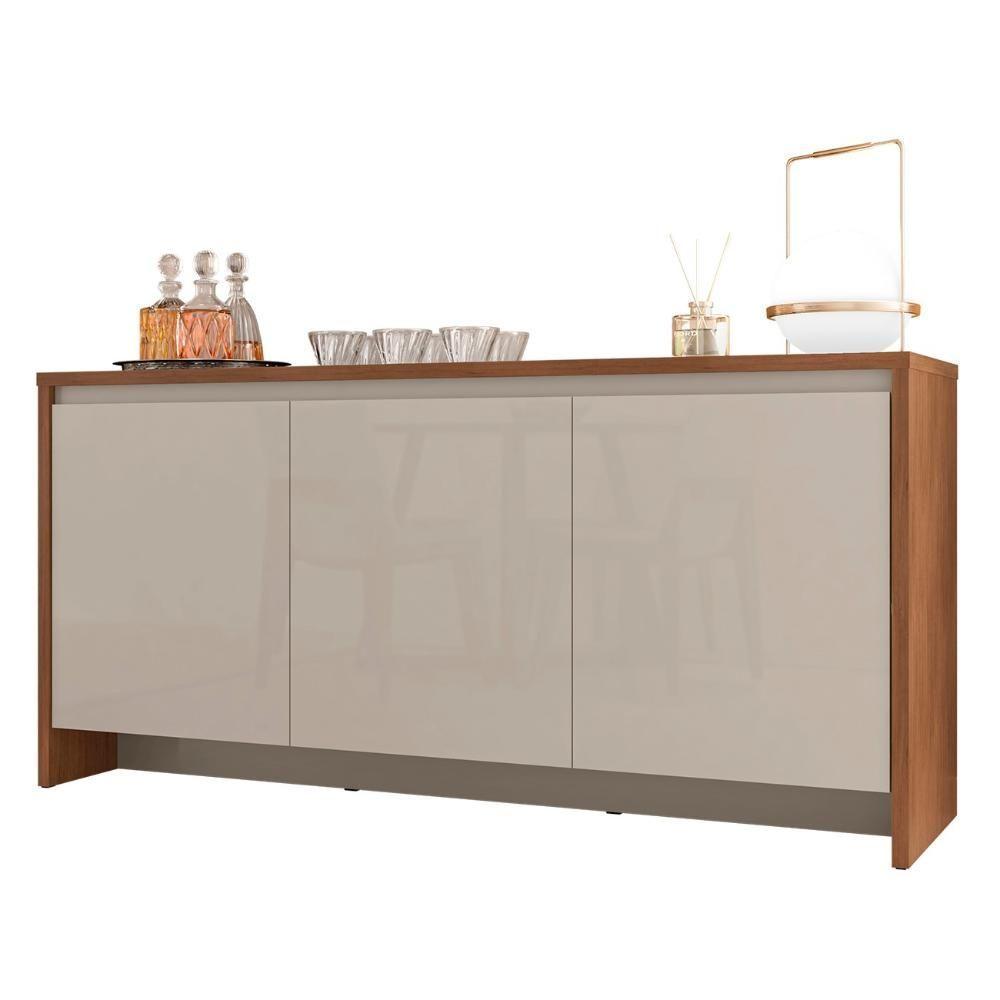 Balcão Aparador Buffet 3 Portas Madrid C14 Cedro/off White - Mpozenato - 1