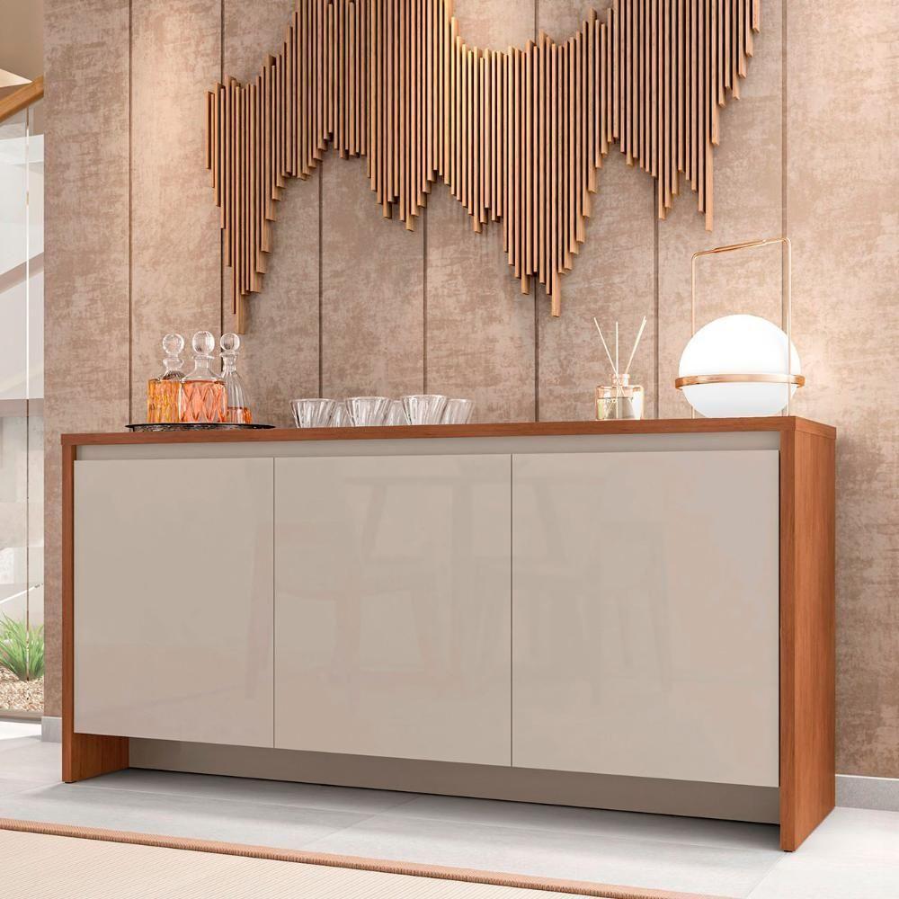 Balcão Aparador Buffet 3 Portas Madrid C14 Cedro/off White - Mpozenato - 2