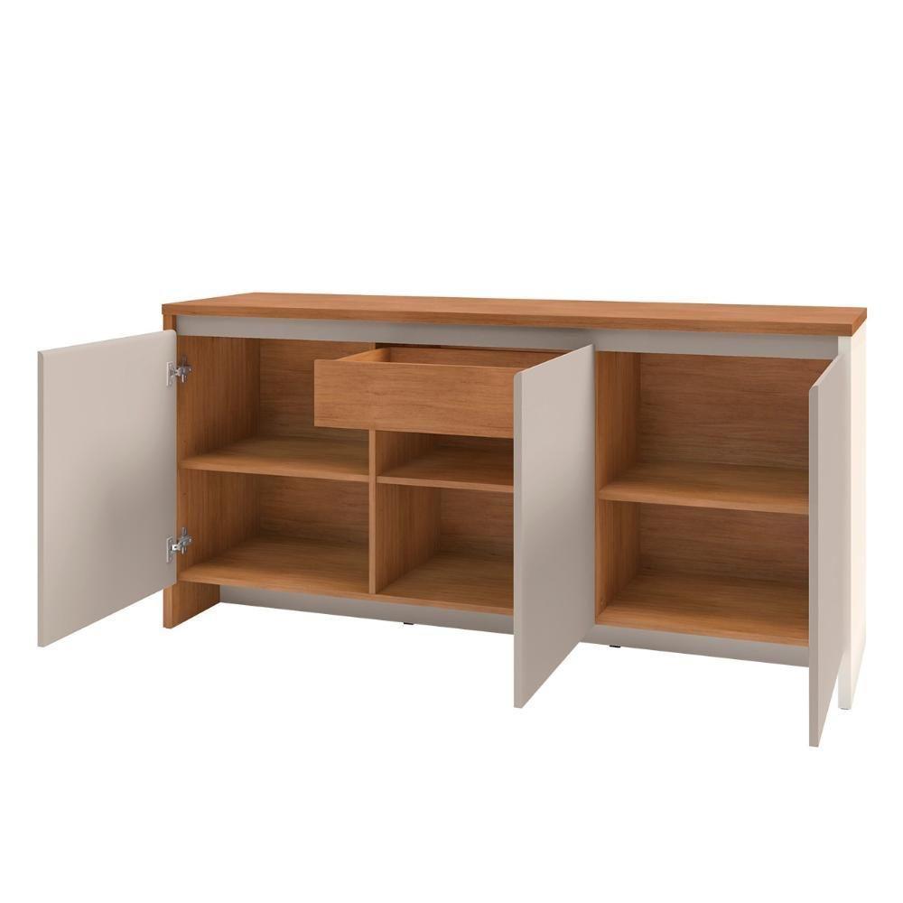 Balcão Aparador Buffet 3 Portas Madrid C14 Cedro/off White - Mpozenato - 5