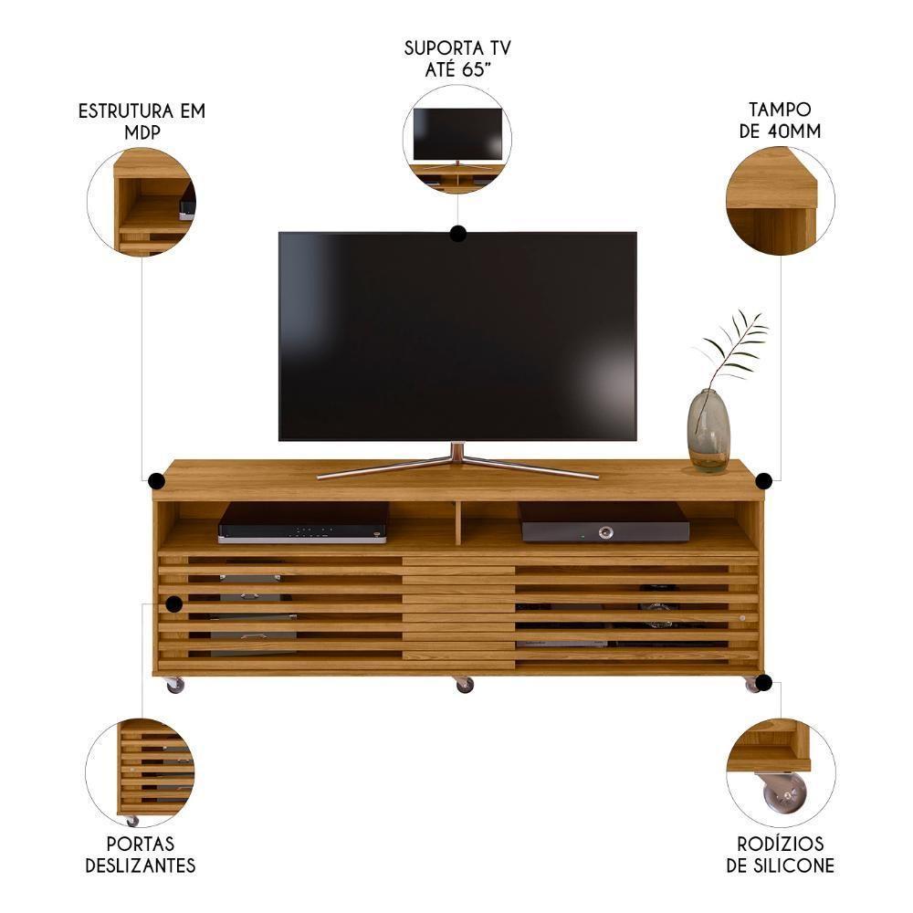Rack Bancada De Tv 65 Pol 182cm Tery Z10 Cumaru - Mpozenato - 3