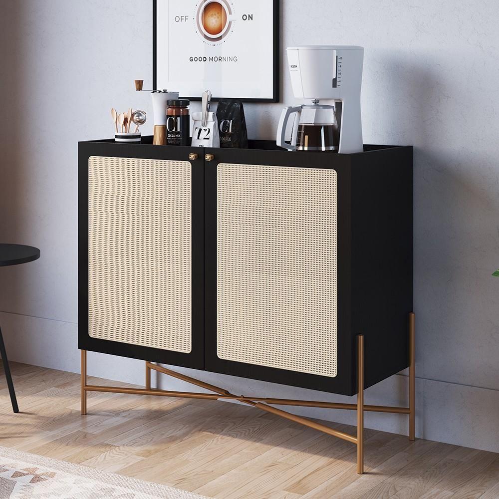 Balcão Aparador Buffet Cantinho Do Café Pé Metal Arlo A10 Nero/dourado - Mpozenato - 2