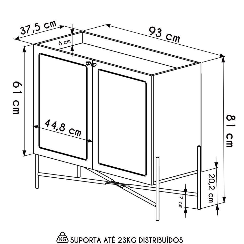 Balcão Aparador Buffet Cantinho Do Café Pé Metal Arlo A10 Nero/dourado - Mpozenato - 4