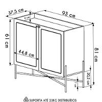 Balcão Aparador Buffet Cantinho Do Café Pé Metal Arlo A10 Nero/dourado - Mpozenato